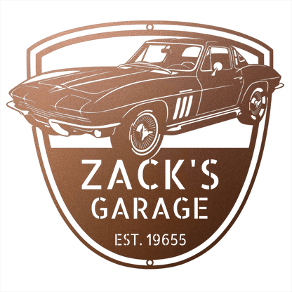 Steel Sign Copper / 12 Personalized 1965 Corvette Garage Sign | Classic Car Metal Wall Art