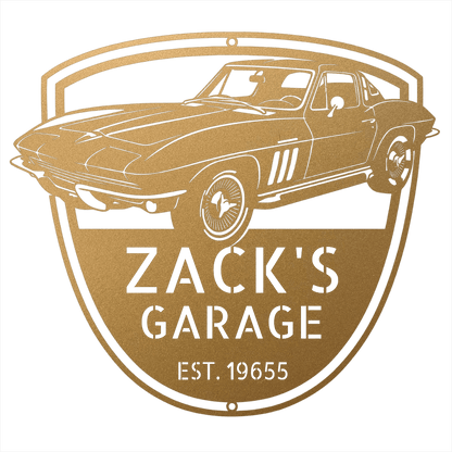 Steel Sign Gold / 12 Personalized 1965 Corvette Garage Sign | Classic Car Metal Wall Art