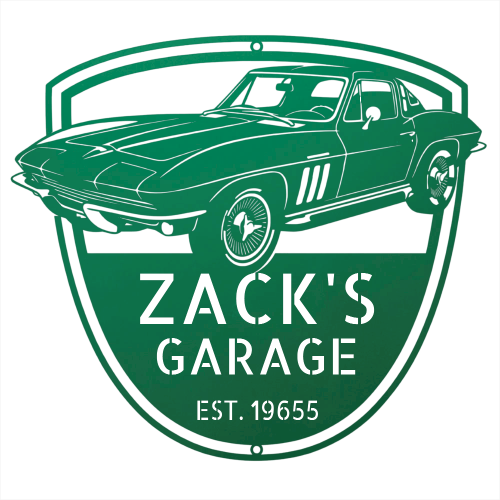 Steel Sign Green / 12 Personalized 1965 Corvette Garage Sign | Classic Car Metal Wall Art