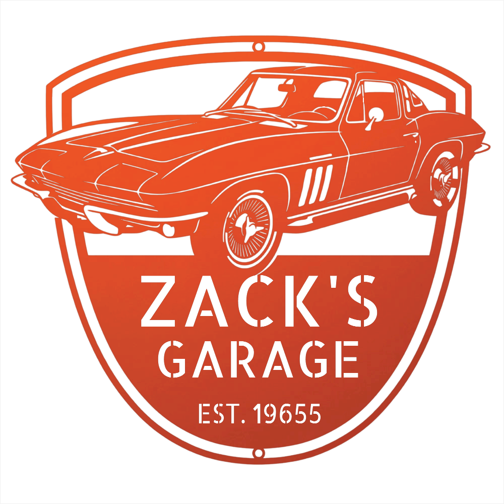 Steel Sign Orange / 12 Personalized 1965 Corvette Garage Sign | Classic Car Metal Wall Art