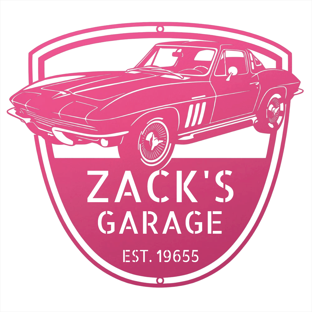 Steel Sign Pink / 12 Personalized 1965 Corvette Garage Sign | Classic Car Metal Wall Art