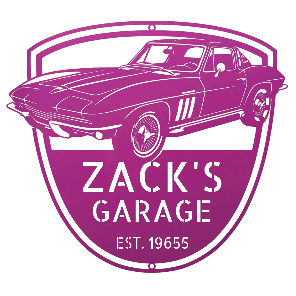 Steel Sign Purple / 12 Personalized 1965 Corvette Garage Sign | Classic Car Metal Wall Art