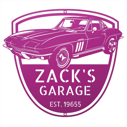 Steel Sign Purple / 12 Personalized 1965 Corvette Garage Sign | Classic Car Metal Wall Art