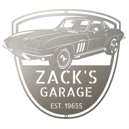 Steel Sign Silver / 12 Personalized 1965 Corvette Garage Sign | Classic Car Metal Wall Art