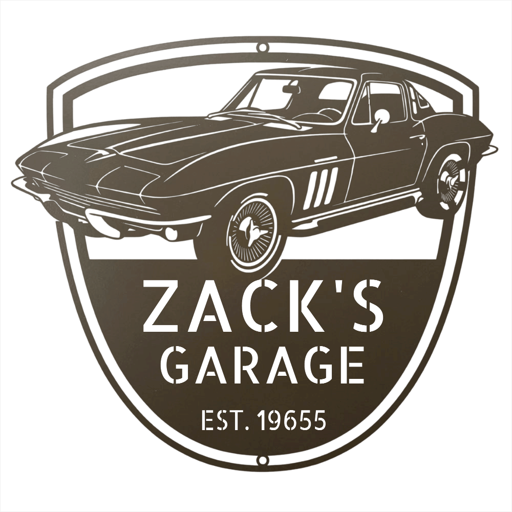 Steel Sign Stone / 12 Personalized 1965 Corvette Garage Sign | Classic Car Metal Wall Art