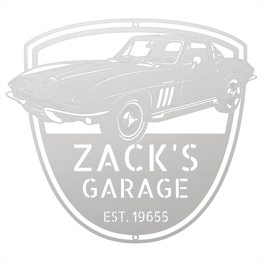 Steel Sign White / 12 Personalized 1965 Corvette Garage Sign | Classic Car Metal Wall Art