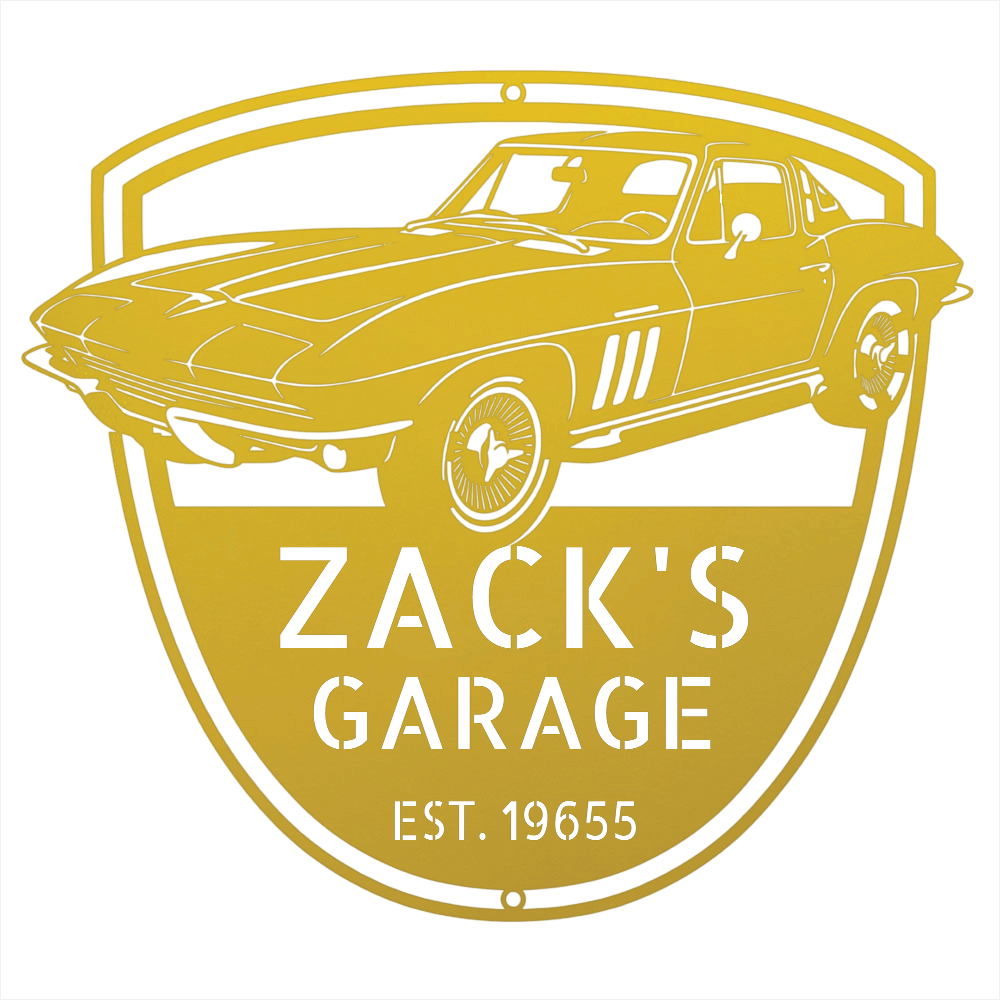 Steel Sign Yellow / 12 Personalized 1965 Corvette Garage Sign | Classic Car Metal Wall Art