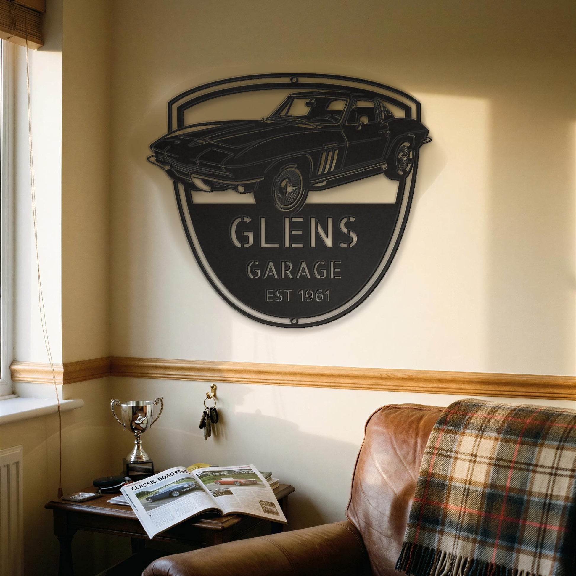 Steel Sign Personalized 1965 Corvette Garage Sign | Classic Car Metal Wall Art