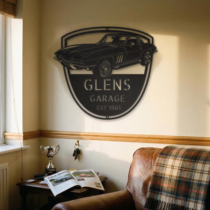 Steel Sign Personalized 1965 Corvette Garage Sign | Classic Car Metal Wall Art