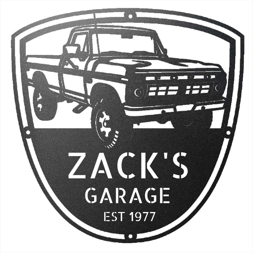 Steel Sign Black / 12 Personalized 1977 Ford F-250 4x4 Classic Truck Metal Sign - A Tribute to Garage Pride and Heritage