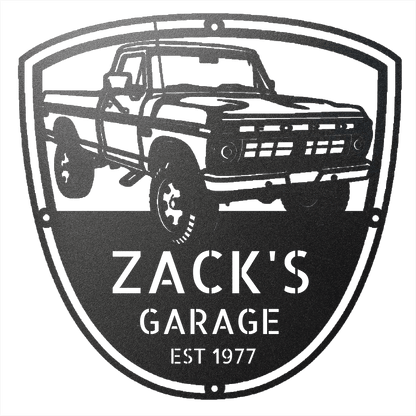 Steel Sign Black / 12 Personalized 1977 Ford F-250 4x4 Classic Truck Metal Sign - A Tribute to Garage Pride and Heritage