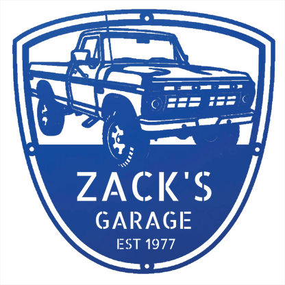 Steel Sign Blue / 12 Personalized 1977 Ford F-250 4x4 Classic Truck Metal Sign - A Tribute to Garage Pride and Heritage