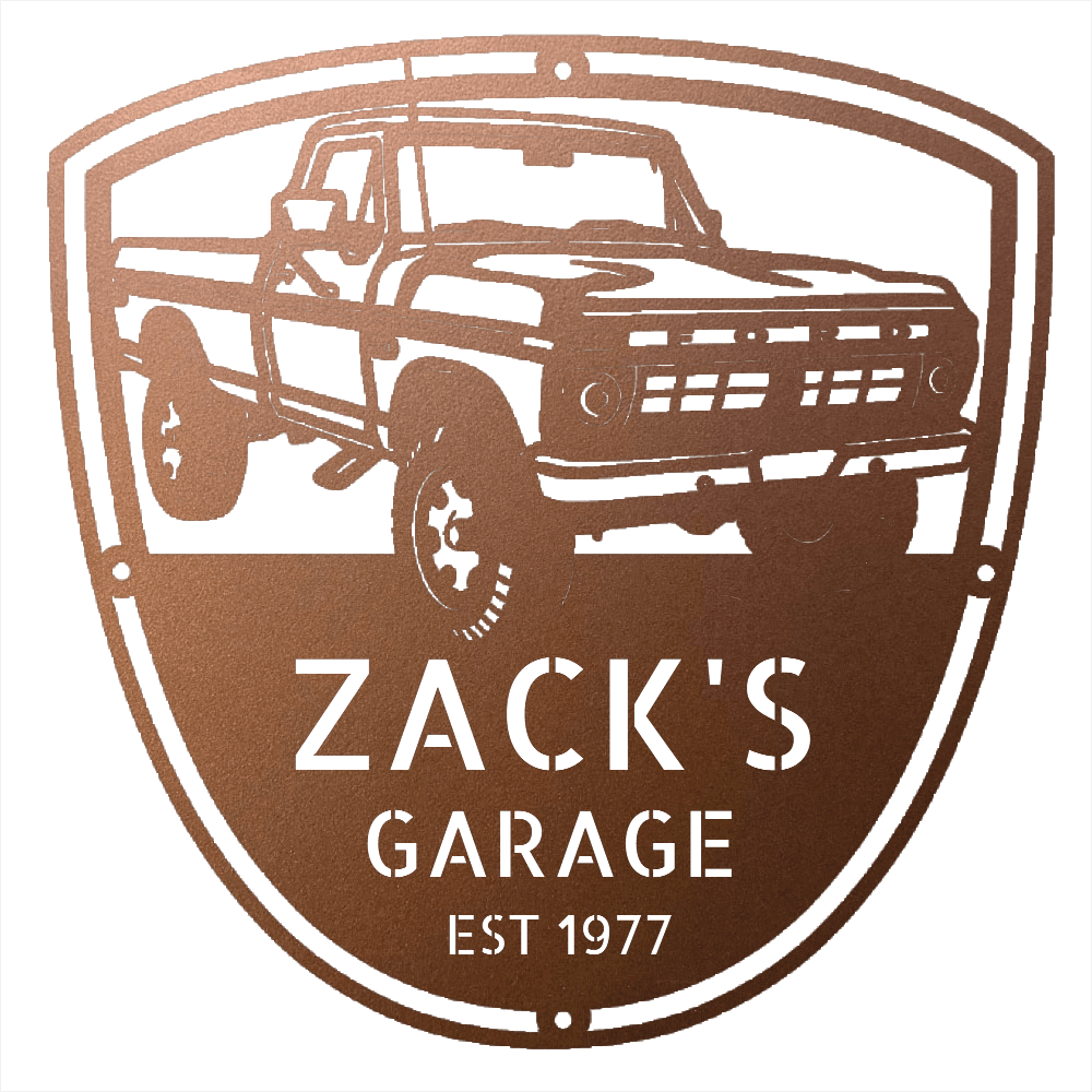 Steel Sign Copper / 12 Personalized 1977 Ford F-250 4x4 Classic Truck Metal Sign - A Tribute to Garage Pride and Heritage