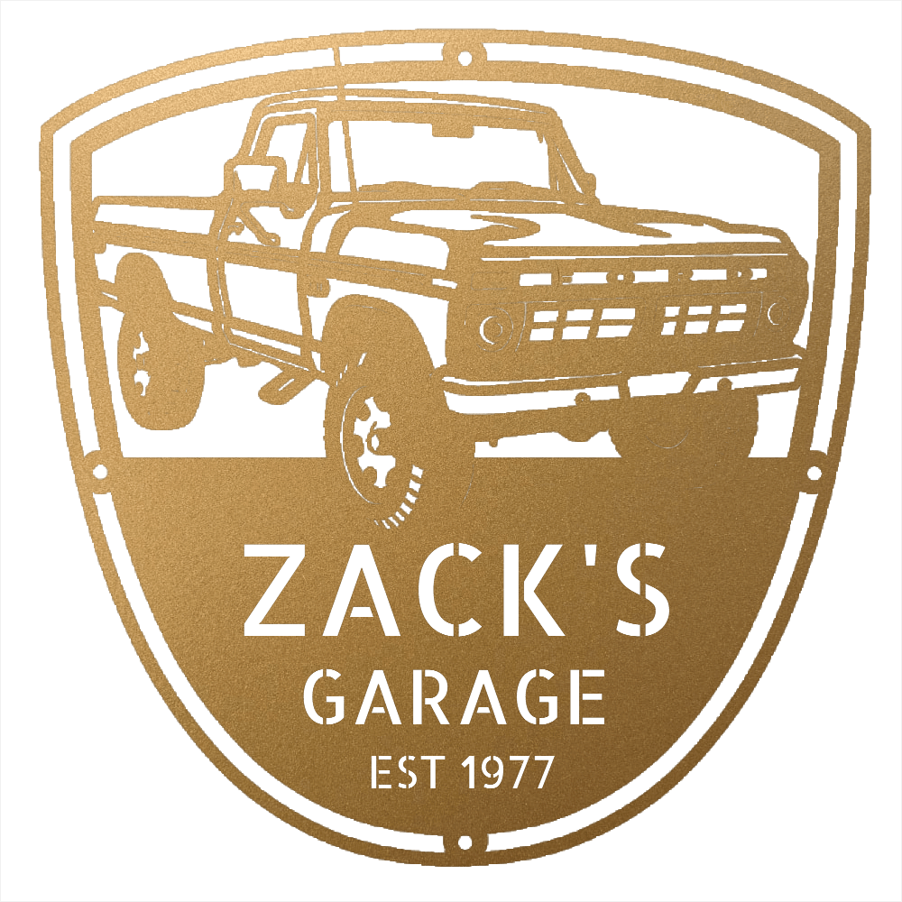 Steel Sign Gold / 12 Personalized 1977 Ford F-250 4x4 Classic Truck Metal Sign - A Tribute to Garage Pride and Heritage