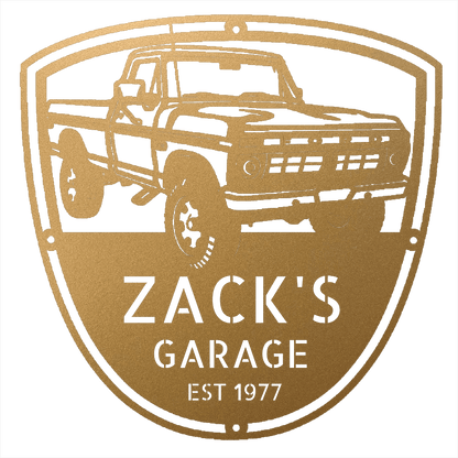 Steel Sign Gold / 12 Personalized 1977 Ford F-250 4x4 Classic Truck Metal Sign - A Tribute to Garage Pride and Heritage