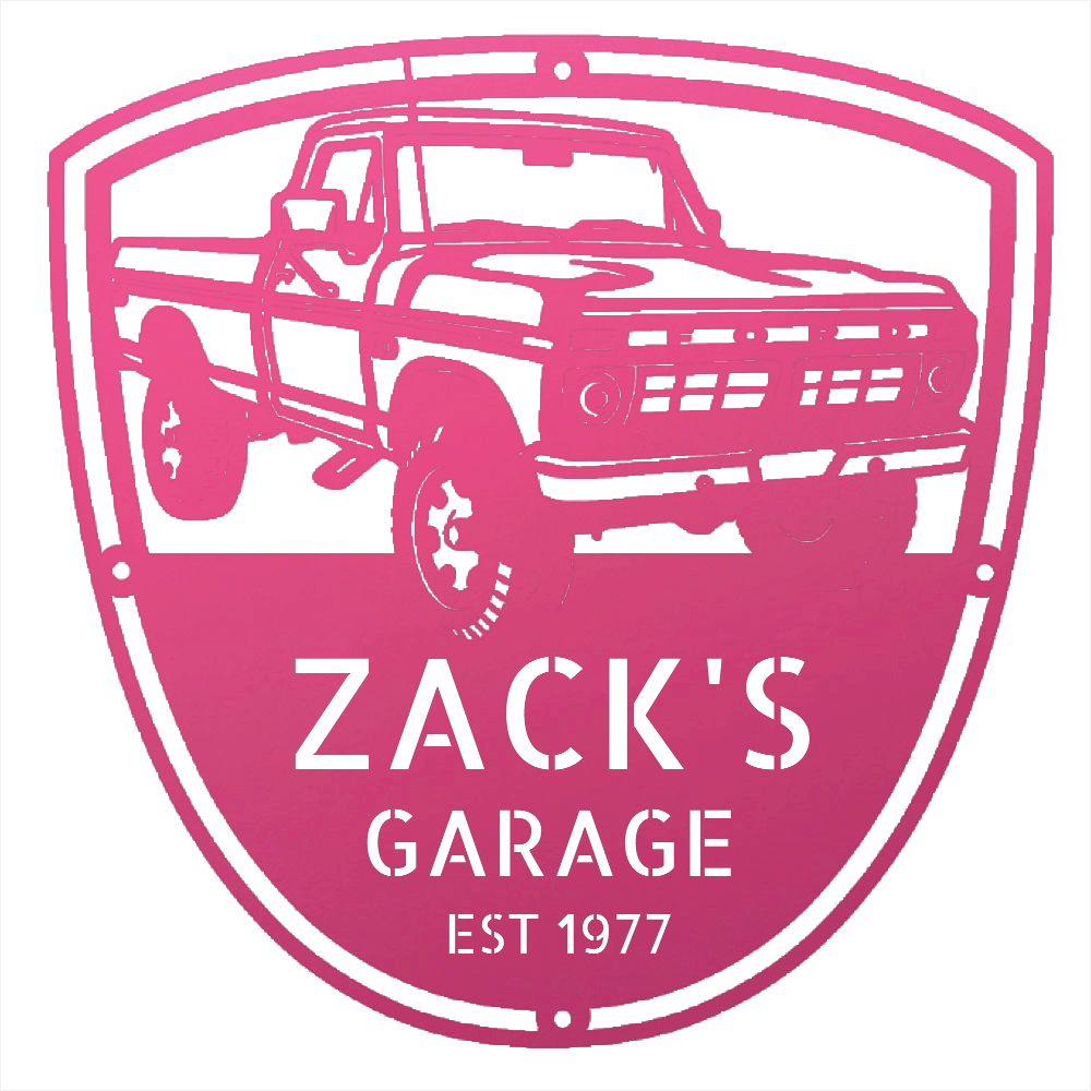 Steel Sign Pink / 12 Personalized 1977 Ford F-250 4x4 Classic Truck Metal Sign - A Tribute to Garage Pride and Heritage