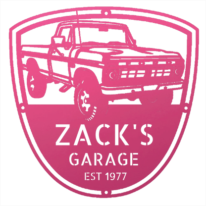 Steel Sign Pink / 12 Personalized 1977 Ford F-250 4x4 Classic Truck Metal Sign - A Tribute to Garage Pride and Heritage