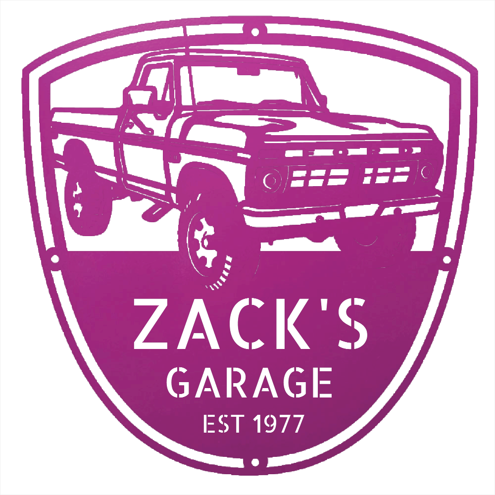 Steel Sign Purple / 12 Personalized 1977 Ford F-250 4x4 Classic Truck Metal Sign - A Tribute to Garage Pride and Heritage