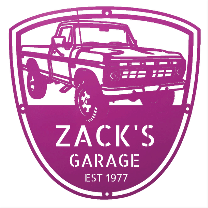 Steel Sign Purple / 12 Personalized 1977 Ford F-250 4x4 Classic Truck Metal Sign - A Tribute to Garage Pride and Heritage
