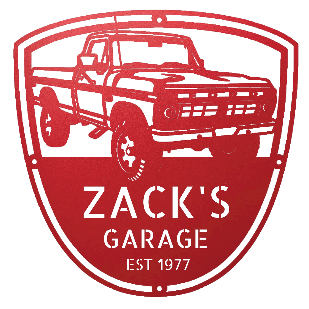 Steel Sign Red / 12 Personalized 1977 Ford F-250 4x4 Classic Truck Metal Sign - A Tribute to Garage Pride and Heritage