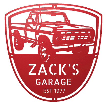 Steel Sign Red / 12 Personalized 1977 Ford F-250 4x4 Classic Truck Metal Sign - A Tribute to Garage Pride and Heritage
