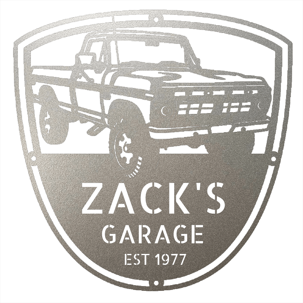 Steel Sign Silver / 12 Personalized 1977 Ford F-250 4x4 Classic Truck Metal Sign - A Tribute to Garage Pride and Heritage