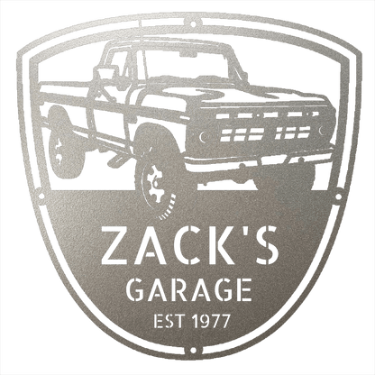 Steel Sign Silver / 12 Personalized 1977 Ford F-250 4x4 Classic Truck Metal Sign - A Tribute to Garage Pride and Heritage