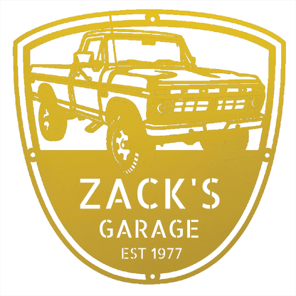 Steel Sign Yellow / 12 Personalized 1977 Ford F-250 4x4 Classic Truck Metal Sign - A Tribute to Garage Pride and Heritage