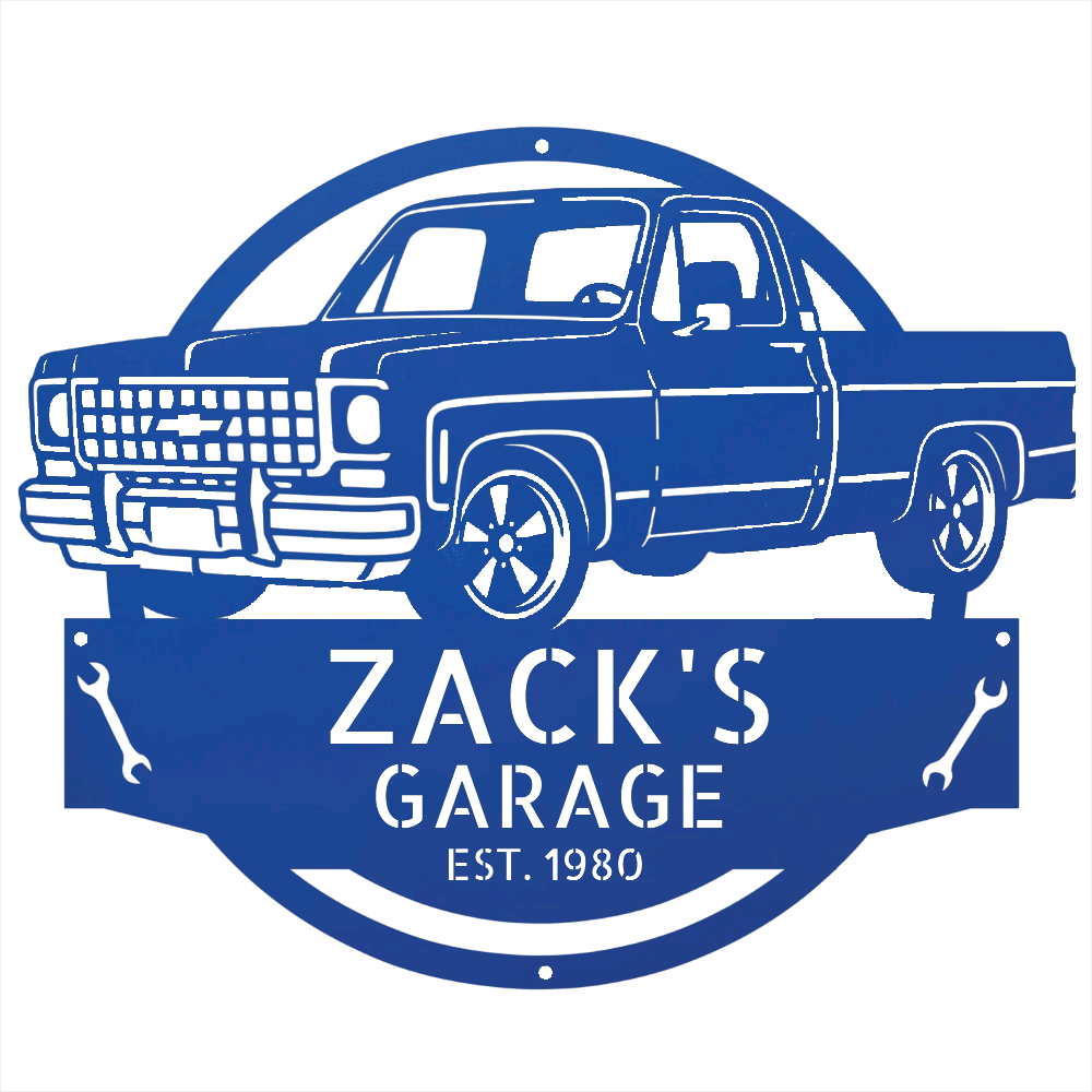 Steel Sign Blue / 24 Personalized 1980 C10 Squarebody Garage Sign | Classic Truck Metal Art