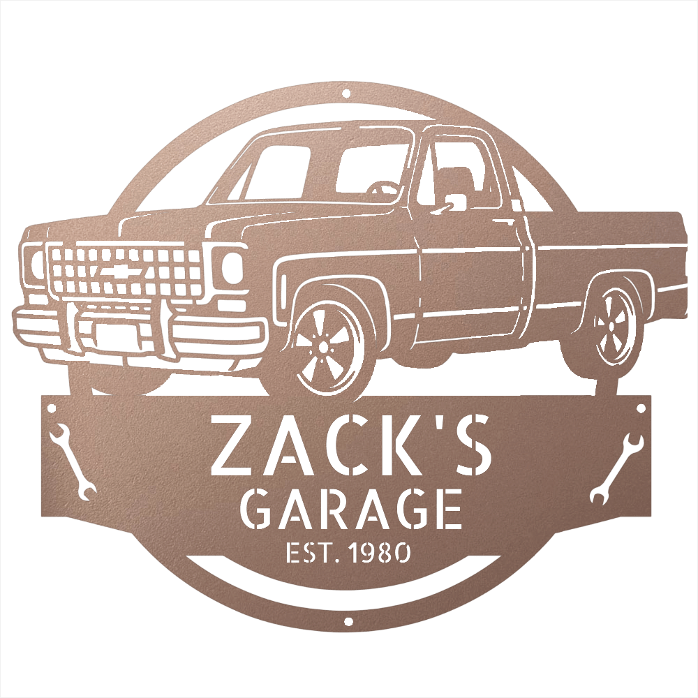 Steel Sign Rose / 24 Personalized 1980 C10 Squarebody Garage Sign | Classic Truck Metal Art