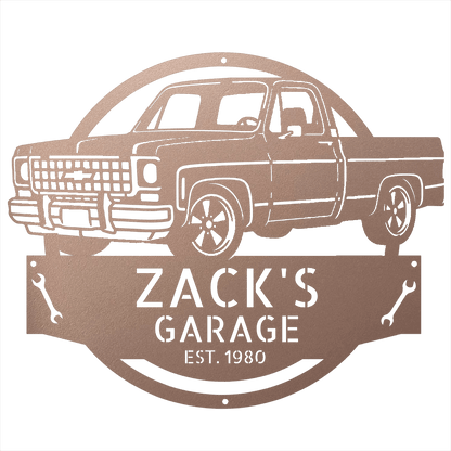 Steel Sign Rose / 24 Personalized 1980 C10 Squarebody Garage Sign | Classic Truck Metal Art
