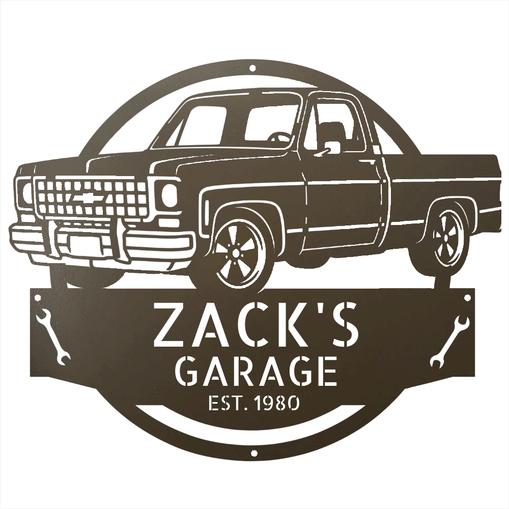 Steel Sign Stone / 24 Personalized 1980 C10 Squarebody Garage Sign | Classic Truck Metal Art