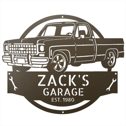 Steel Sign Stone / 24 Personalized 1980 C10 Squarebody Garage Sign | Classic Truck Metal Art