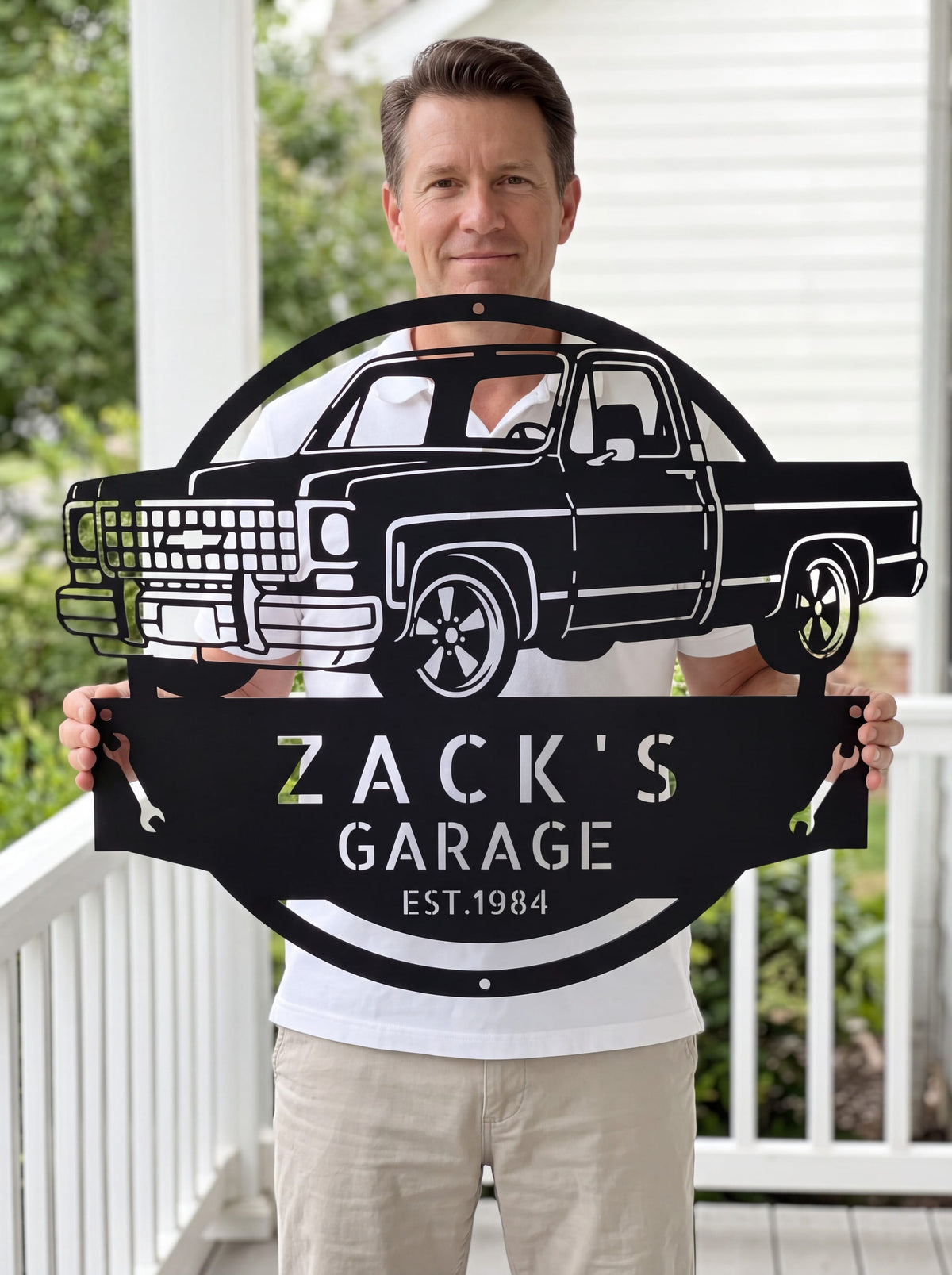 Steel Sign Personalized 1980 C10 Squarebody Garage Sign | Classic Truck Metal Art