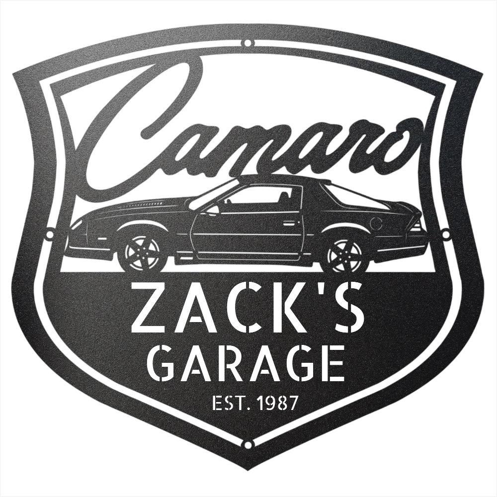 Steel Sign Black / 12 Personalized 1986 Camaro Z28 Garage Sign | Third Gen Metal Wall Art