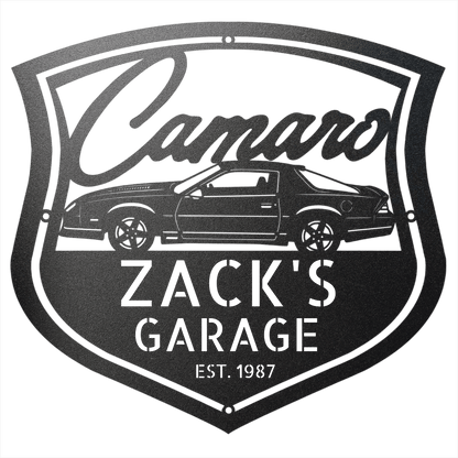 Steel Sign Black / 12 Personalized 1986 Camaro Z28 Garage Sign | Third Gen Metal Wall Art