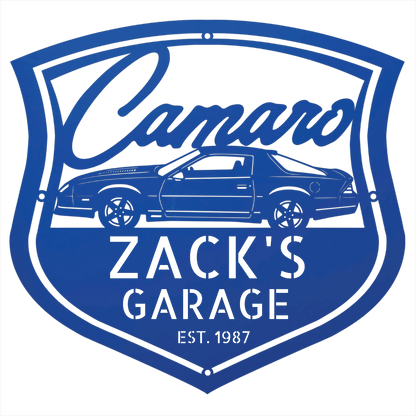 Steel Sign Blue / 12 Personalized 1986 Camaro Z28 Garage Sign | Third Gen Metal Wall Art