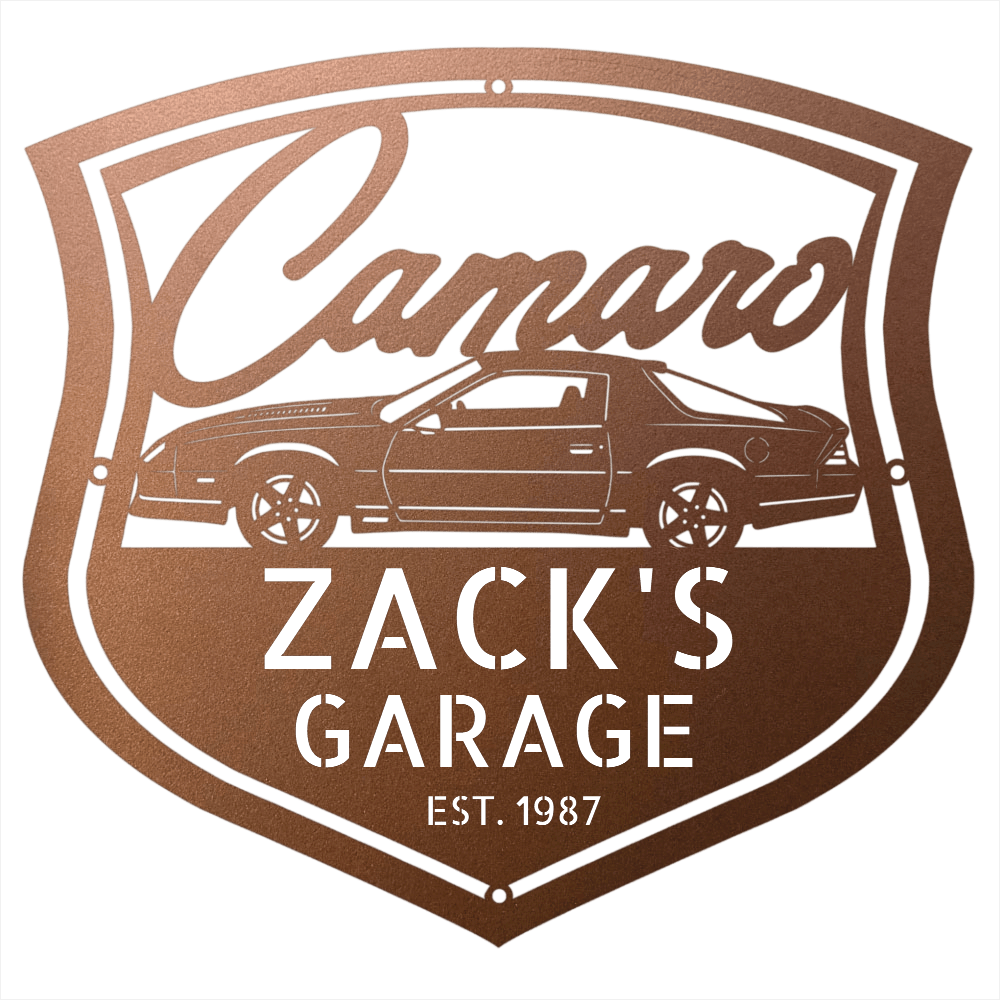 Steel Sign Copper / 12 Personalized 1986 Camaro Z28 Garage Sign | Third Gen Metal Wall Art