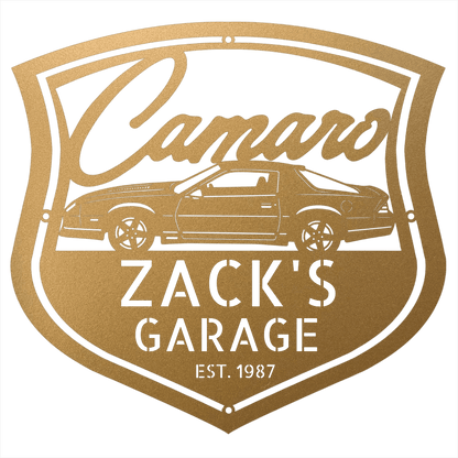 Steel Sign Gold / 12 Personalized 1986 Camaro Z28 Garage Sign | Third Gen Metal Wall Art