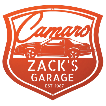 Steel Sign Orange / 12 Personalized 1986 Camaro Z28 Garage Sign | Third Gen Metal Wall Art