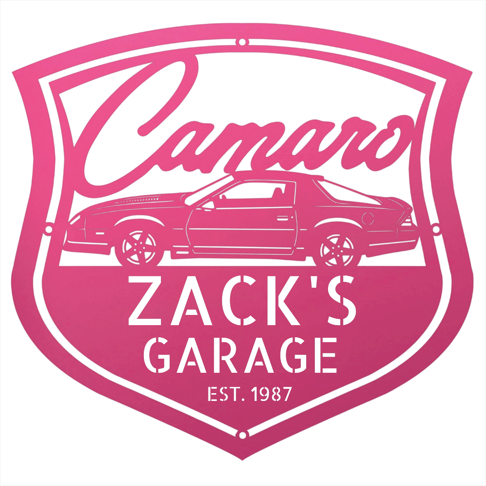Steel Sign Pink / 12 Personalized 1986 Camaro Z28 Garage Sign | Third Gen Metal Wall Art
