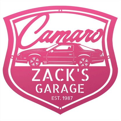 Steel Sign Pink / 12 Personalized 1986 Camaro Z28 Garage Sign | Third Gen Metal Wall Art