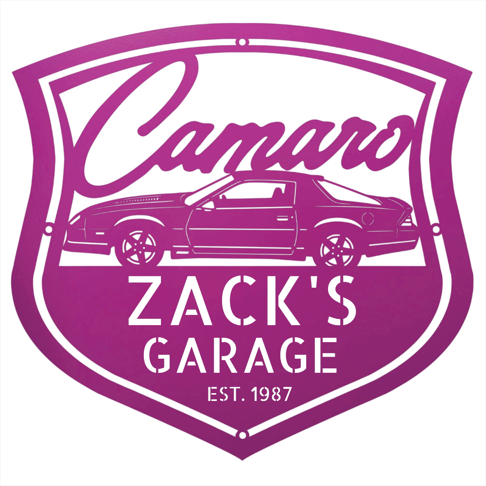 Steel Sign Purple / 12 Personalized 1986 Camaro Z28 Garage Sign | Third Gen Metal Wall Art