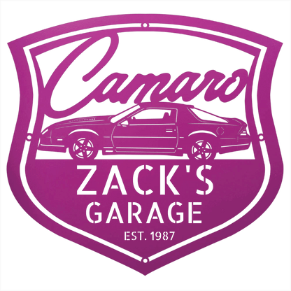 Steel Sign Purple / 12 Personalized 1986 Camaro Z28 Garage Sign | Third Gen Metal Wall Art