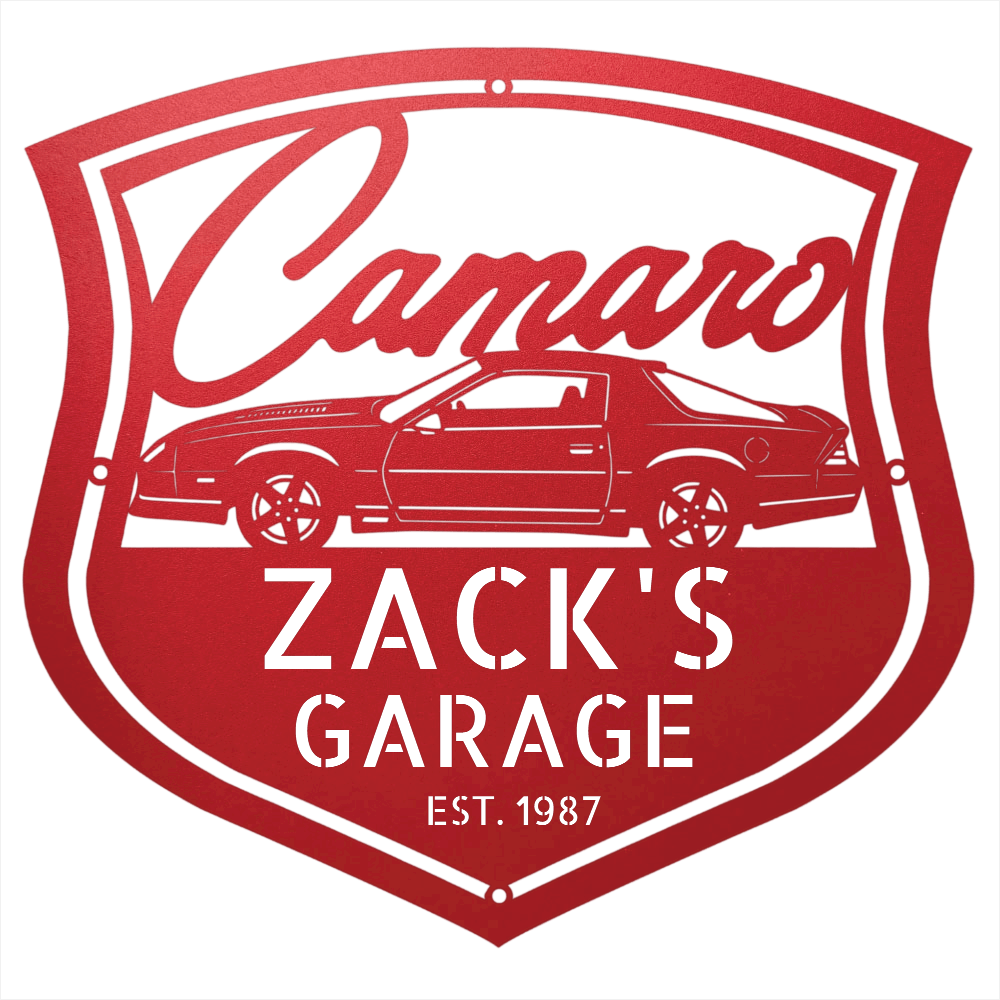 Steel Sign Red / 12 Personalized 1986 Camaro Z28 Garage Sign | Third Gen Metal Wall Art