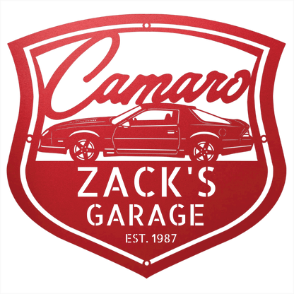 Steel Sign Red / 12 Personalized 1986 Camaro Z28 Garage Sign | Third Gen Metal Wall Art