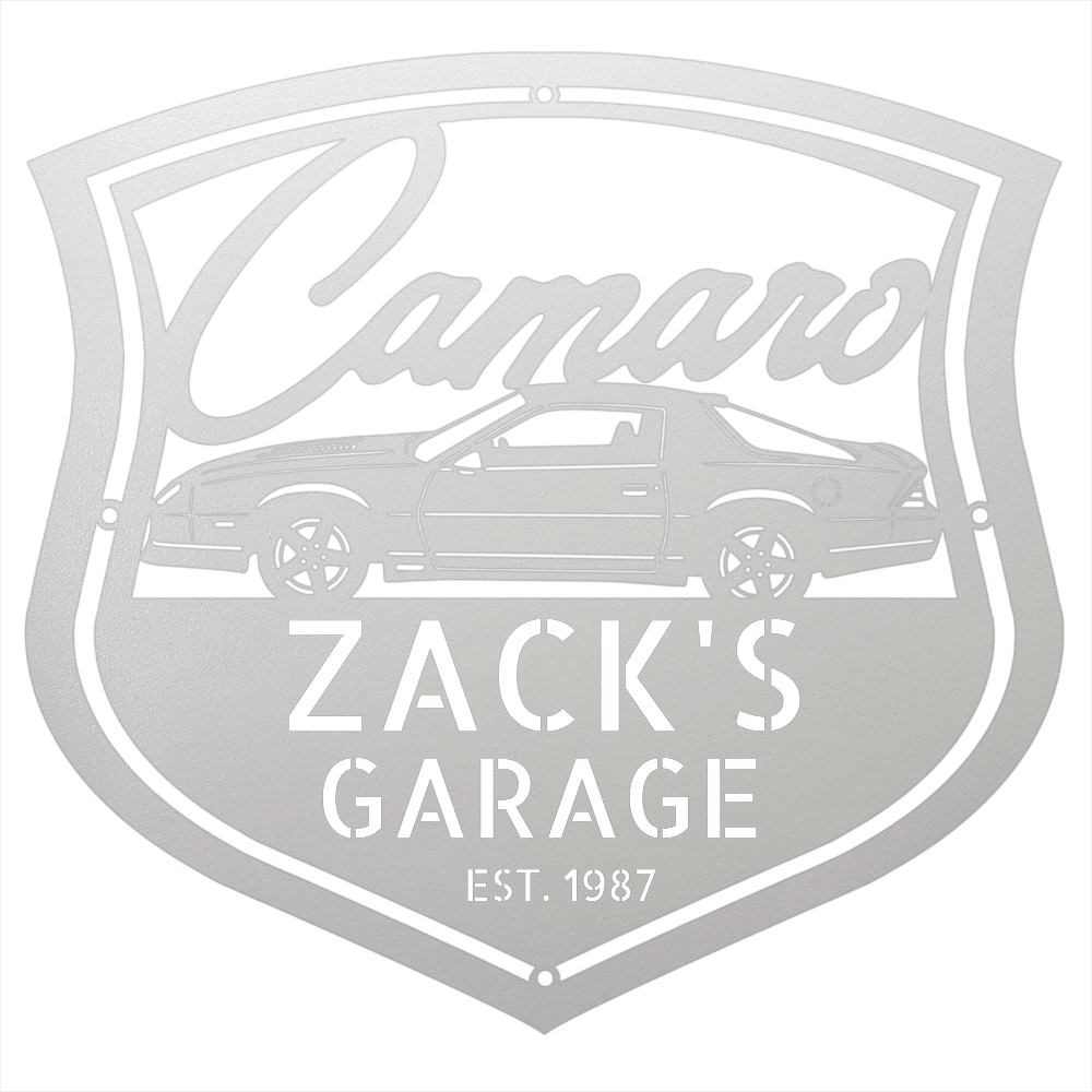 Steel Sign White / 12 Personalized 1986 Camaro Z28 Garage Sign | Third Gen Metal Wall Art