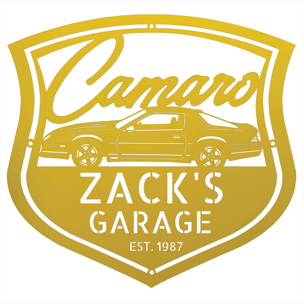 Steel Sign Yellow / 12 Personalized 1986 Camaro Z28 Garage Sign | Third Gen Metal Wall Art