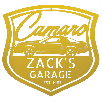 Steel Sign Yellow / 12 Personalized 1986 Camaro Z28 Garage Sign | Third Gen Metal Wall Art