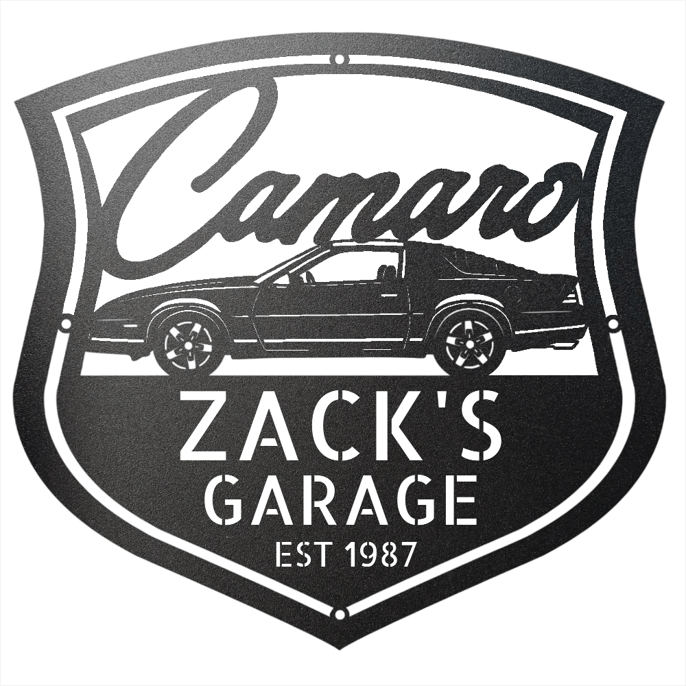 Steel Sign Black / 12 Personalized 1987 Camaro Z28 Garage Sign | Third Gen Metal Wall Art